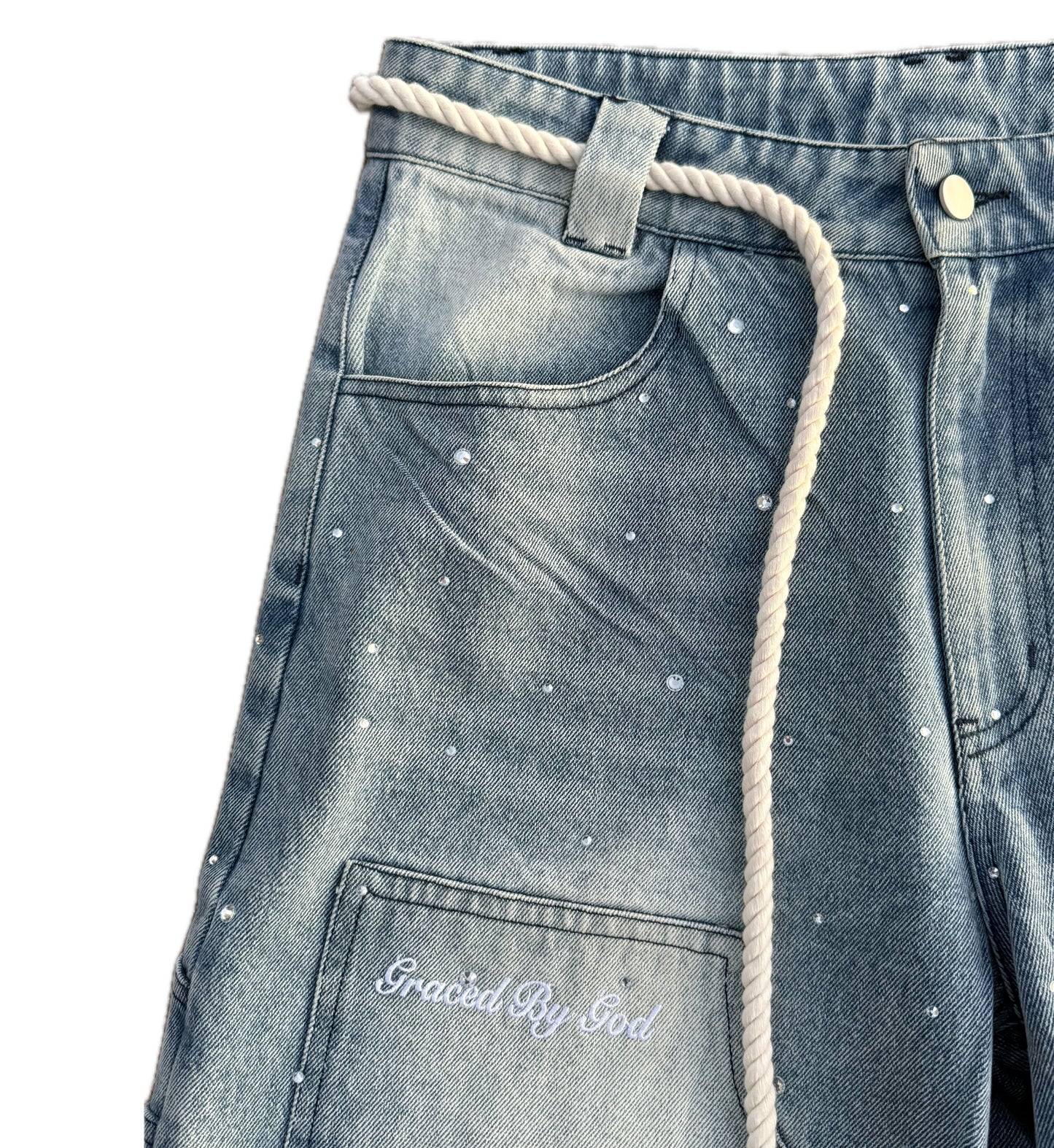 MIND OF PEACE Denim Shorts