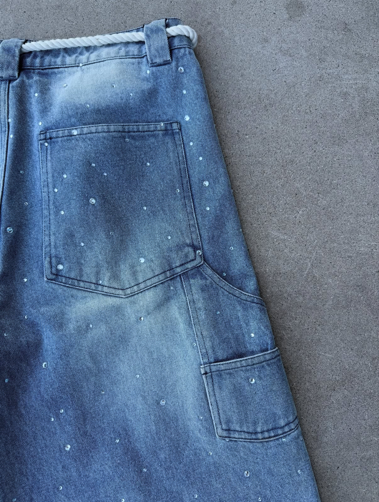 "mind of peace" denim shorts