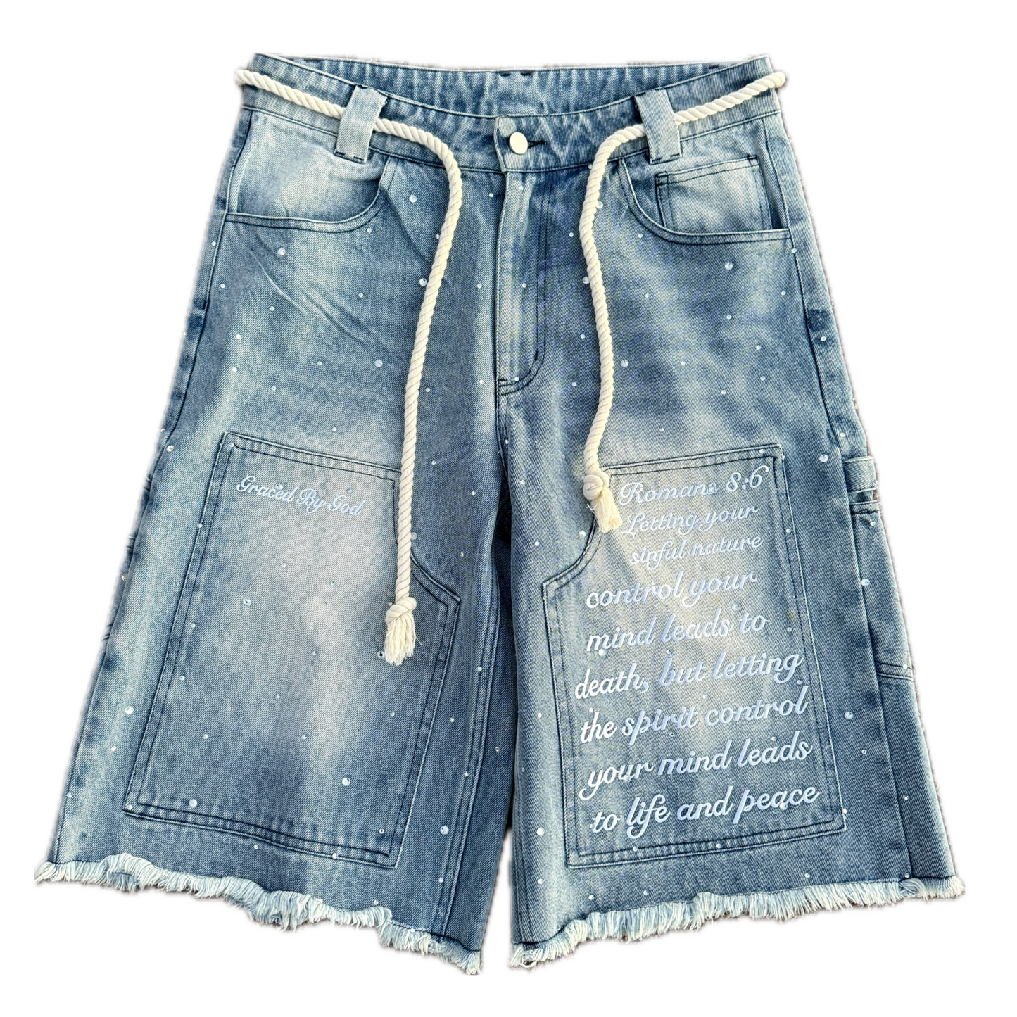 MIND OF PEACE Denim Shorts