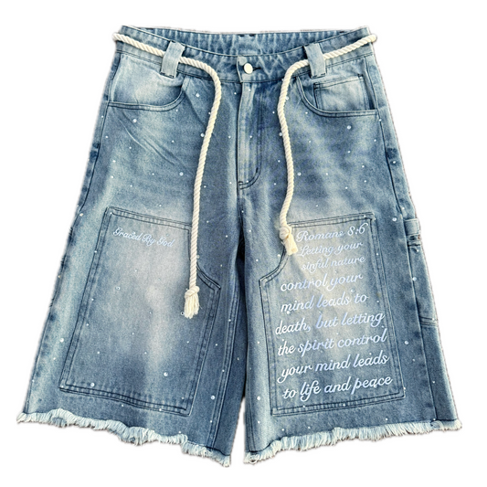 MIND OF PEACE Denim Shorts