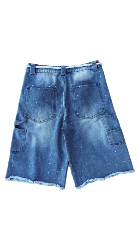 "mind of peace" denim shorts
